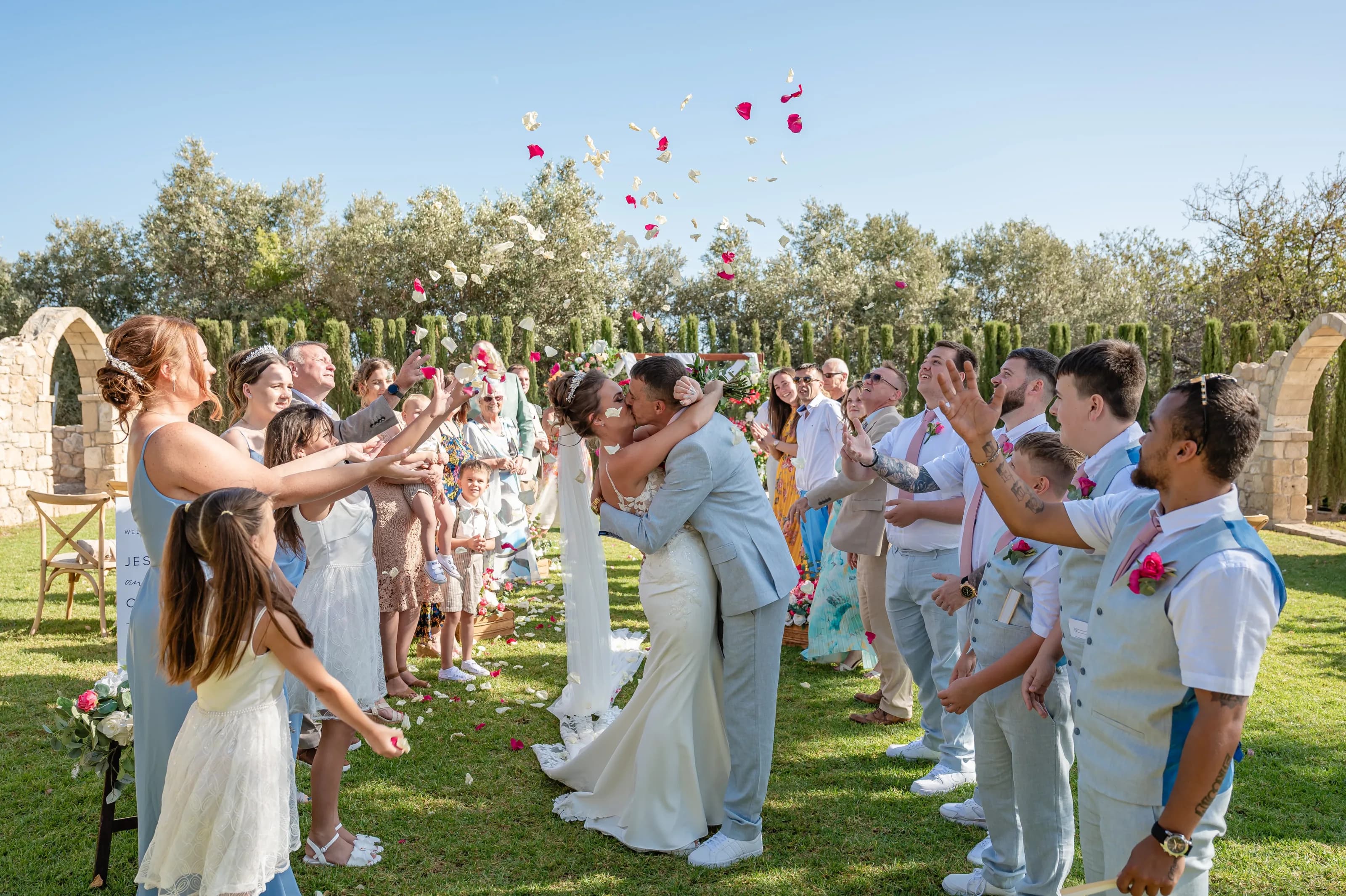 Petal toss celebration